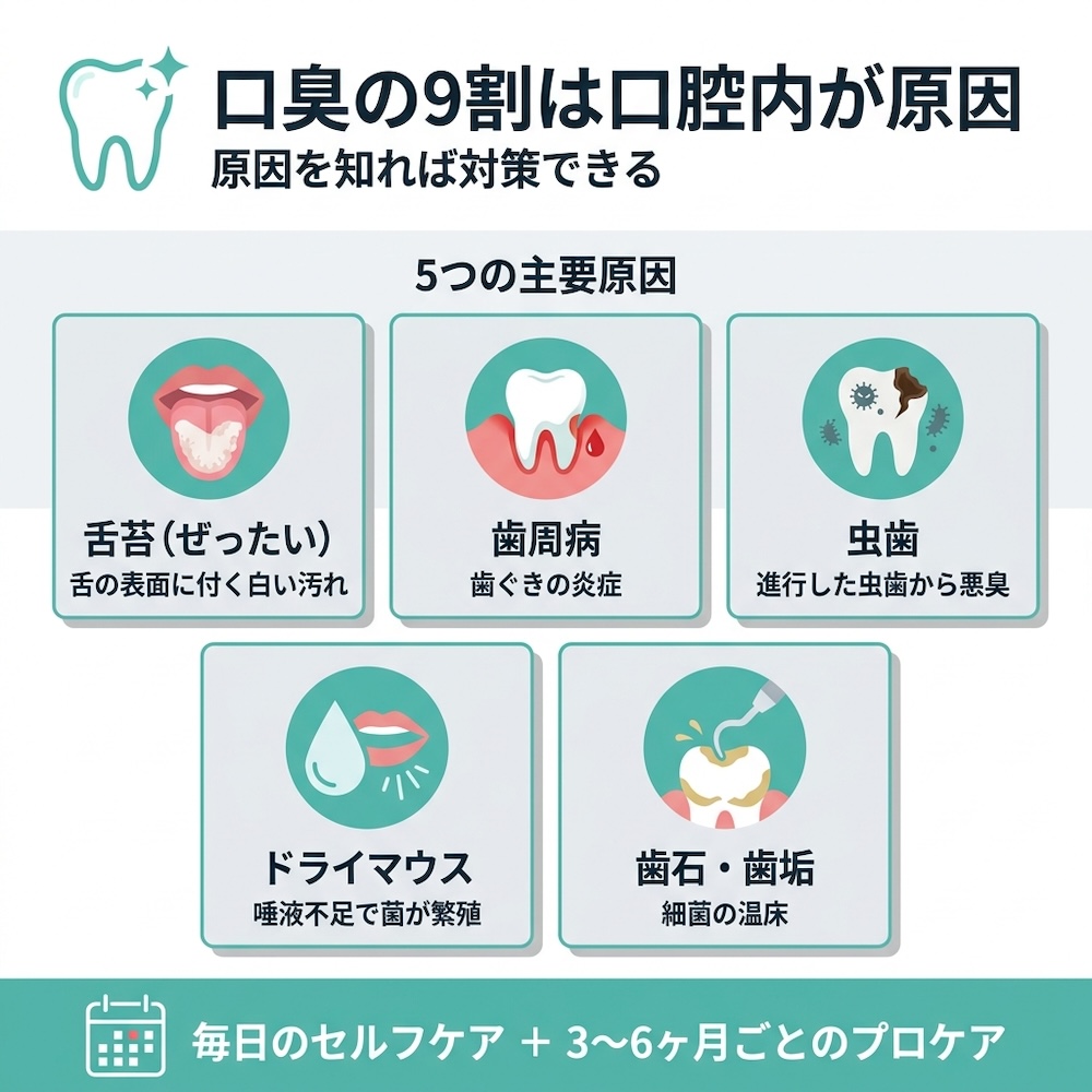 口臭の9割は口腔内が原因